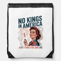 No Kings In America Fabulous Queens Pride 2025 Des Drawstring Bag