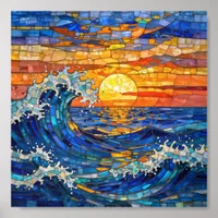 Oceanic Coastal Ocean Waves Sunset   Acrylic Photo Tile