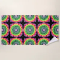 Color Burst Rainbow Prism Mandala Beach Towel