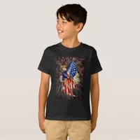 Vintage Patriotic Child and Fireworks Kids T-Shirt