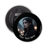 Stylish Gothic Black Emo Personalized Photo Text Bottle Opener