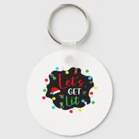Let's Get Lit Christmas Drinking Lights Santa Esse Keychain