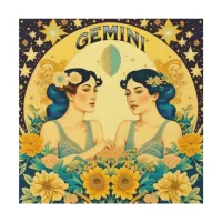 Vintage Horoscope Sign Gemini Twins Celestial