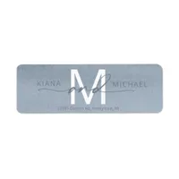 Calligraphy Monogram Wedding Dusty Blue ID771 Label