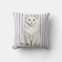 Turkish Angora Cat Throw Pillow