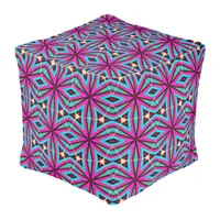 Boho Chic Magenta and Turquoise Pattern Pouf