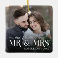 Newlyweds First Christmas as Mr & Mrs 2 Photo  Ceramic Ornament