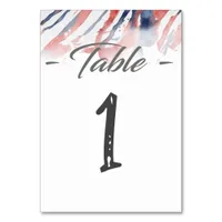 Customizable Patriotic, Abstract Watercolor Flag Table Number