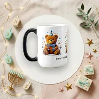 Cute Blue Festive Teddy Bear Menorah Color Morph Mug