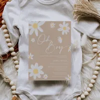 Oh Boy Baby Shower Invitation Daisy Beige