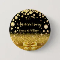 60th diamond wedding anniversary golden bow black button