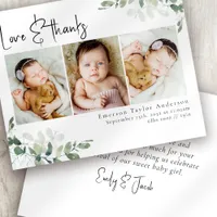 Budget Eucalyptus Photo Baby Thank You Card