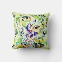 The Eye of Provenance Watercolor foliage Throw Pillow