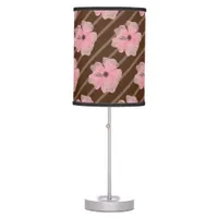 Pink Flowers And Stripes Table Lamp