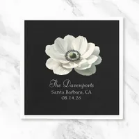 Elegant Modern Luxury Floral Wedding Black & White Napkins