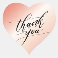 Elegant Black Rose Gold Modern Script Thank You Heart Sticker