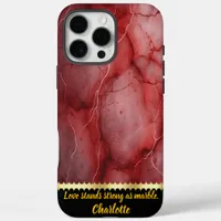 Rich crimson marble with striking veining details iPhone 16 pro max case