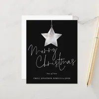 Budget Simple Silver Star Merry Christmas Black