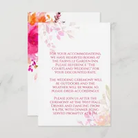 Orange and Pink Floral Watercolor Flowers Wedding Enclosure Card