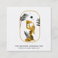 *~* Bathing Goddess with Palm Leaves Water Urn Square Business Card