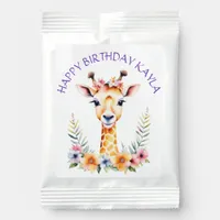 Baby Giraffe in Flowers Girl's Birthday Party Lemonade Drink Mix