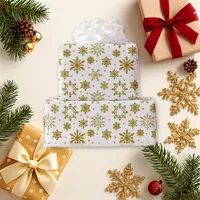 Elegant White Gold Snowflake Holiday Pattern Wrapping Paper