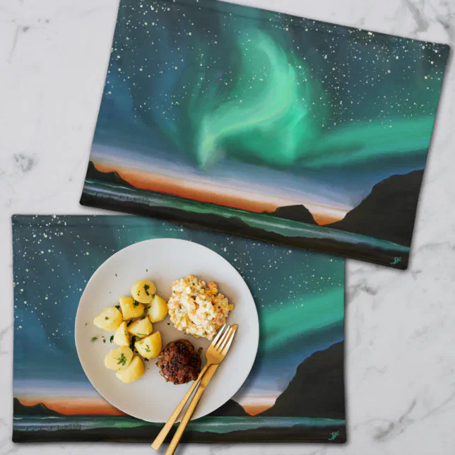 Aurora Borealis - Oil Painting Cloth Placemat