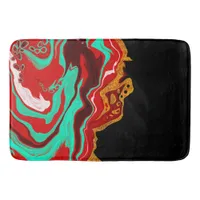 Black, Gold, Burgundy, Marble Art n Bath Mat