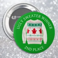 Second Place Ugly Sweater Winner Funny Christmas  Button