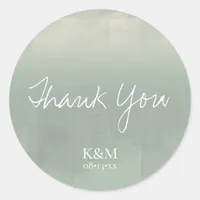 Watercolor Reflections Thank You Sage ID774 Classic Round Sticker