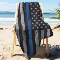 Thin Blue Line - Police Officer - K9 Police Dog Bath Towel