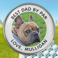 Custom Dog Photo Best Dad By Par Black White Golf Ball Marker