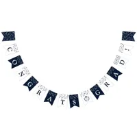 Elegant Navy Blue and White Polka Dot Graduation Bunting Flags