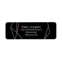 Black and Gold Geometric Lines Return Address Label