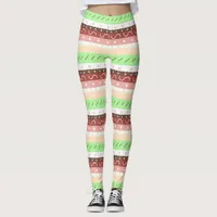 Boho Brown, Burgundy, Green and Mauve Whimsical   Leggings