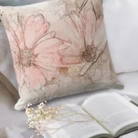 Coreopsis Floral Watercolor Blush Pink ID712 Throw Pillow