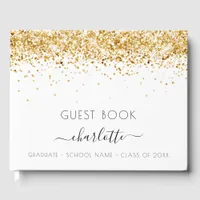 Graduation party white gold glitter dust 2023 guest book