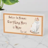 Orange Ginger and White Cat Funny Personalized Wooden Box Sign