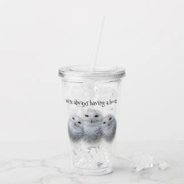 Dreamy Wisdom of Snowy Owls Family Acrylic Tumbler