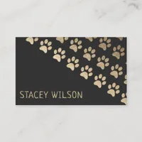 Modern Gold And Charcoal Dog Walker | Pet Sitter Business Card