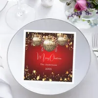 Christmas party red gold baubles dinner napkins