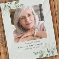 Eucalyptus Loving Memory Memorial Keepsake  Fleece Blanket