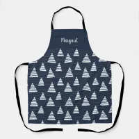 Blue Christmas trees with beads strings pattern Apron