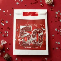 Ruby Red Silver Glitter Balloons 50th Birthday Favor Bag