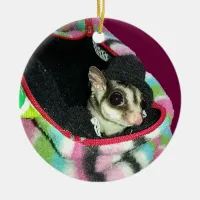 Sugar Glider Wearing a Hat Ceramic Ornament