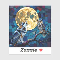  Wolf and Owl Mosaic Art Sticker
