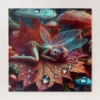 Little Whimsical Fairy Sleeping on a Leaf Jigsaw Puzzle