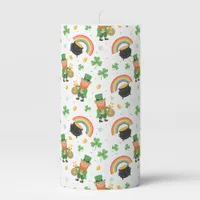Child's Coloring Style Fun St Patrick's Day  Pillar Candle