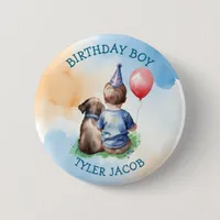 Personalized Birthday Boy | Puppy and Baby Button