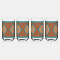 Southwest Canyons Turquoise Diamond Design Can Glass